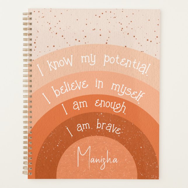 Positive affirmations in retro style  rainbow   planner (Front)