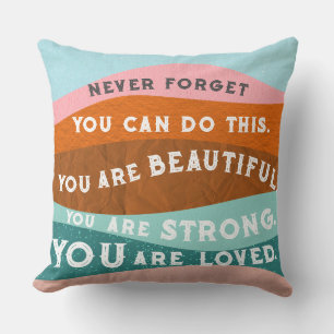 Positive affirmations messages in  Retro style Cushion