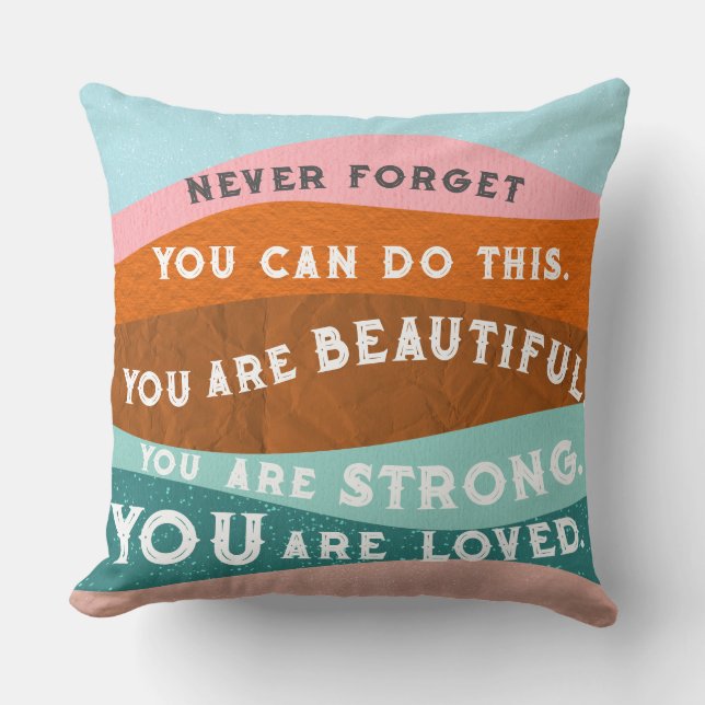 Positive affirmations messages in  Retro style Cushion (Front)