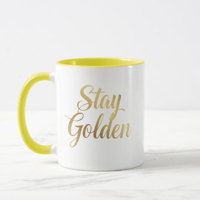 Positive and Glamourous Golden Typography Mug (Left)