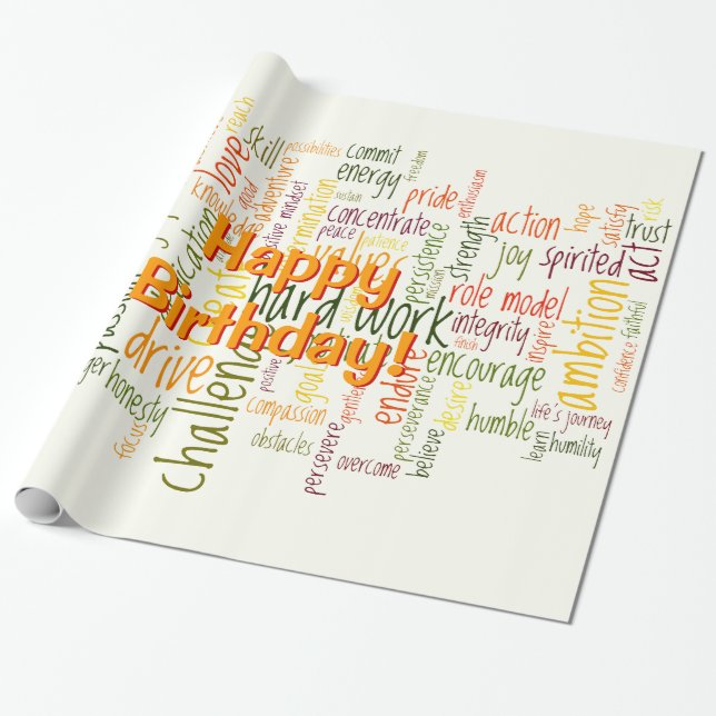 Positive and Motivating Words #2 for Birthdays Wrapping Paper (Unrolled)