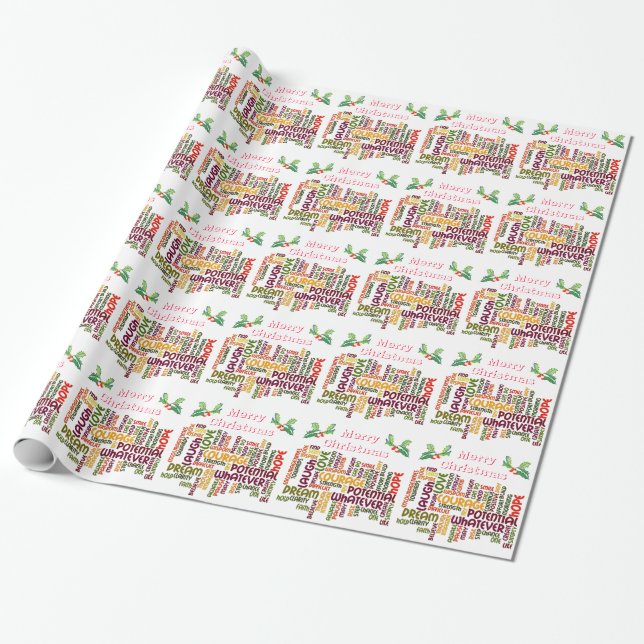 Positive and Motivational Words #1 for Christmas Wrapping Paper (Unrolled)