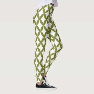 Positive and Negative Space Olive Green  Leggings