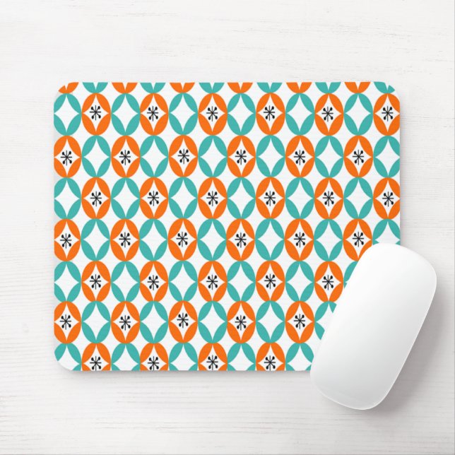 Positive and Negative Space - Orange and Teal Mouse Mat (With Mouse)