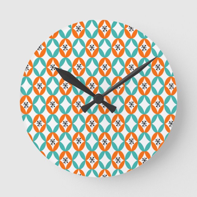 Positive and Negative Space - Orange and Teal Round Clock (Front)