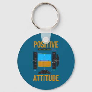 Positive attitude funny pilot aviation instrument key ring