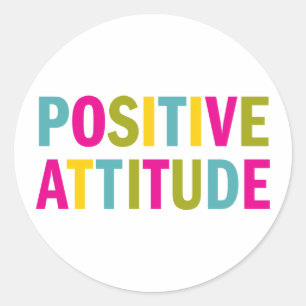 Positive Attitude in bright colours Classic Round Sticker