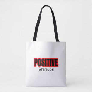 Positive Attitude Motivational Typography T-Shirt Tote Bag