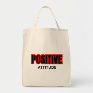 Positive Attitude Motivational Typography T-Shirt Tote Bag