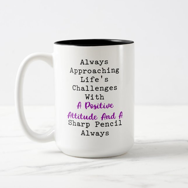 Positive Attitude Sharp Pencil Life Challenges Two-Tone Coffee Mug (Left)