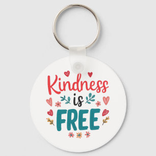 Positive "Be Kind" Message with Hearts Key Ring