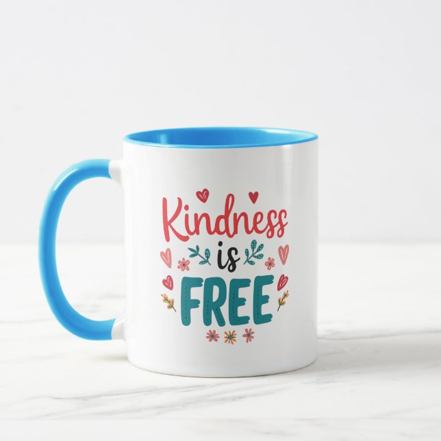 Positive "Be Kind" Message with Hearts Mug (Left)