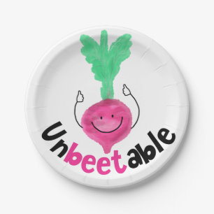 Positive Beet Pun - Unbeetable Paper Plate
