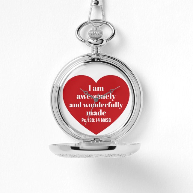 Positive Bible Verse Affirmation Red Heart Cute Watch (Front)