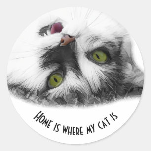 Positive Cat customisable Classic Round Sticker