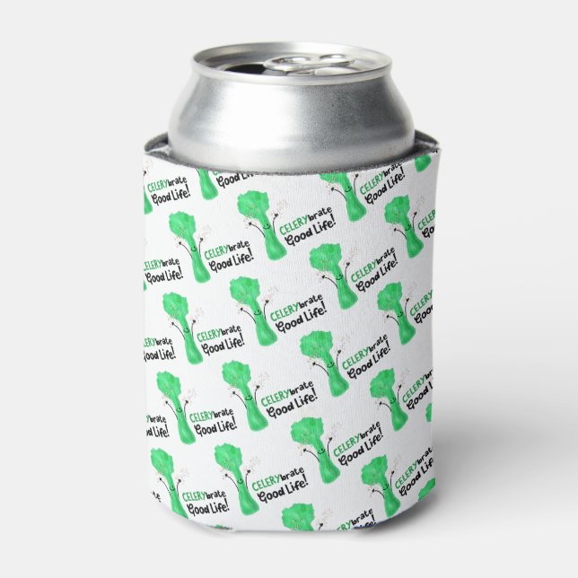 Positive Celery Pun - Celerybrate Good Life Can Cooler (Can Front)