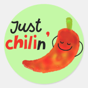 Positive Chilli Pepper Pun - Just Chilin Classic Round Sticker