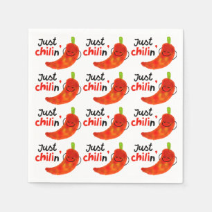 Positive Chilli Pepper Pun - Just Chilin Napkin