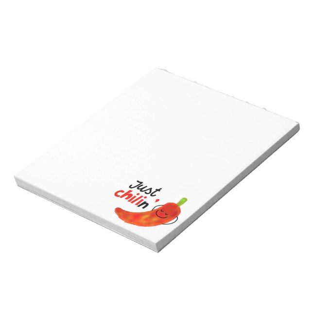 Positive Chilli Pepper Pun - Just Chilin Notepad (Rotated)