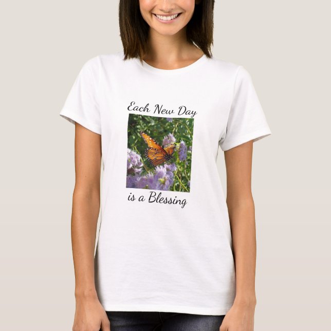 Positive Day Blessings Colourful Monarch Butterfly T-Shirt (Front)