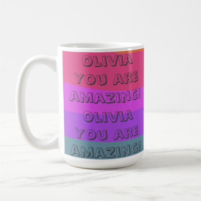 Positive Encouraging Cartoon Text Colourful  Coffee Mug (Left)