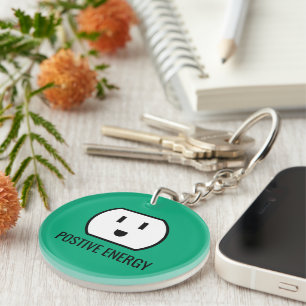 Positive Energy funny green wall plug socket Key Ring