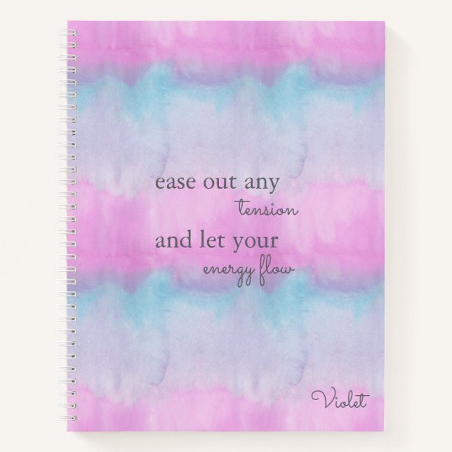 Positive Energy Quote Personalised Pink Watercolor Notebook (Front)