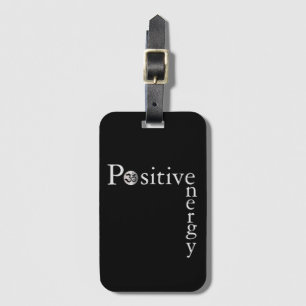 Positive Energy Zen Om Minimalist Black And White Luggage Tag