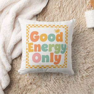 Positive "Good Energy Only" Checkered Frame Cushion