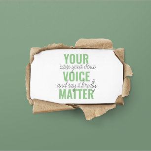 Positive Green Your Voice Matter Motivation Quote  Business Card