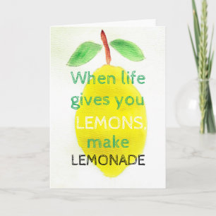 Positive Greeting Card with watercolor lemon