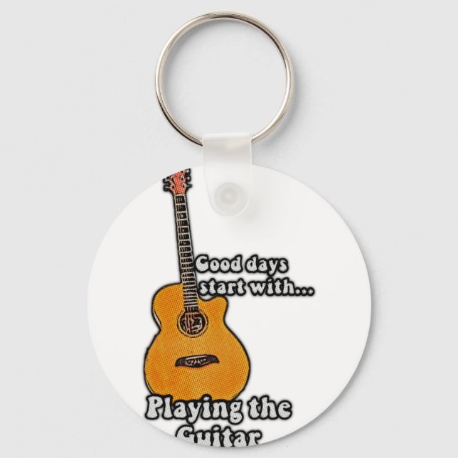 positive guitar quote for guitarists key ring (Front)
