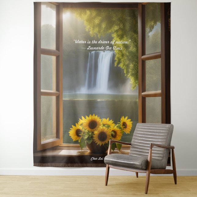  Positive hopeful Sunflowers waterfall Tapestry (In Situ)