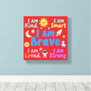 Positive I Am Affirmations for Kids Bedroom Canvas Print