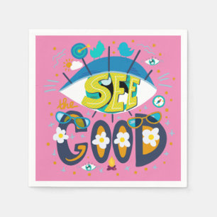 Positive inspirational quote vibrant summer pink napkin