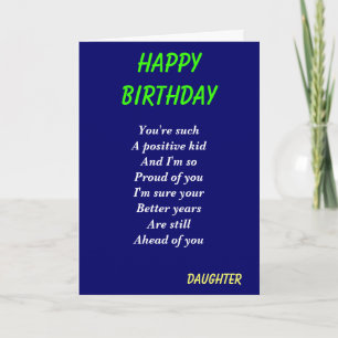 Positive kid-daughter birthday cards