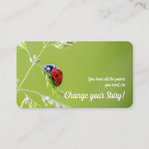 Positive ladybug change motivational monogram business card