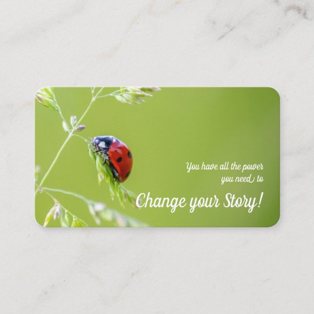 Positive ladybug change motivational monogram business card (Front)