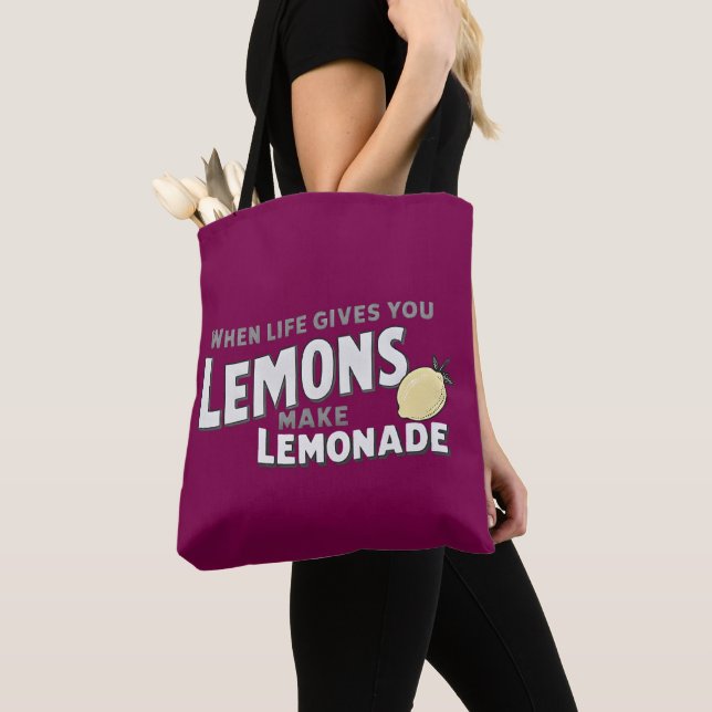 Positive Lemonade Quote Aesthetic Canvas Tote Bag (Close Up)