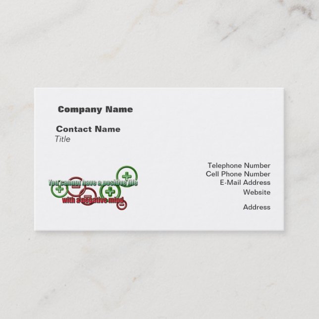 Positive Life Negative Mind Business Card (Front)