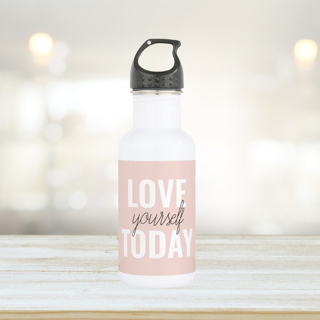  Positive Love Yourself Today Pastel Pink Quote  532 Ml Water Bottle (Creator Uploaded)