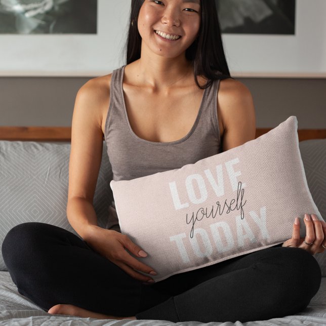  Positive Love Yourself Today Pastel Pink Quote  Decorative Cushion (Creator Uploaded)