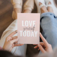 Positive Love Yourself Today Pastel Pink Quote