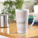 Positive Love Yourself Today Pastel Pink Quote  Latte Mug<br><div class="desc">Positive Love Yourself Today Pastel Pink Quote</div>