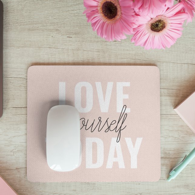  Positive Love Yourself Today Pastel Pink Quote  Mouse Mat (Creator Uploaded)