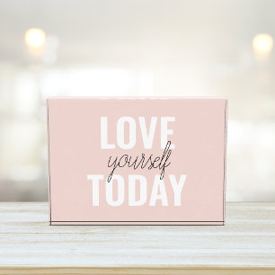 Positive Love Yourself Today Pastel Pink Quote  Photo Block