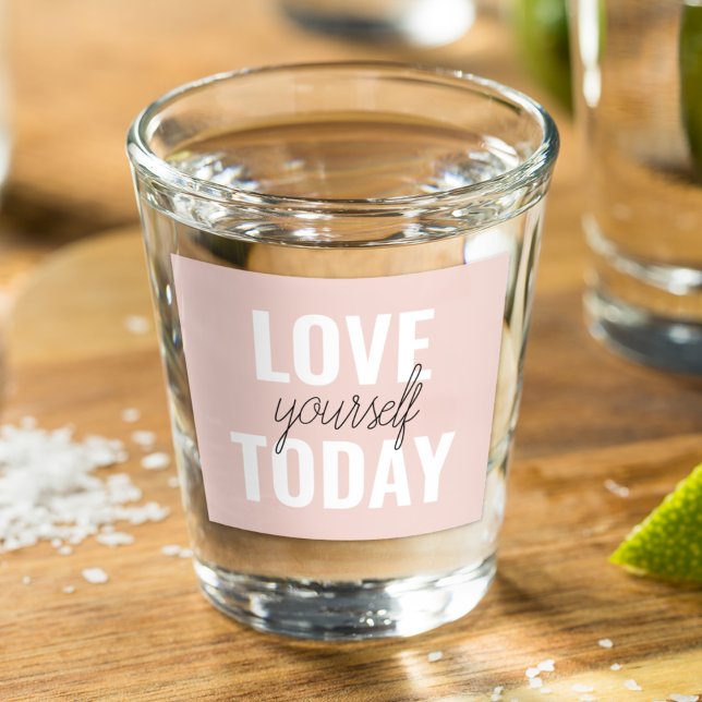  Positive Love Yourself Today Pastel Pink Quote  Shot Glass (Creator Uploaded)