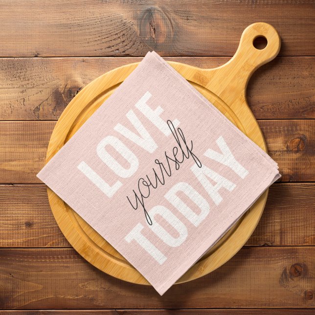  Positive Love Yourself Today Pastel Pink Quote  Tea Towel (Creator Uploaded)
