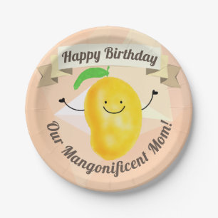 Positive Mango Pun - Birthday Mangonificent Mum Paper Plate