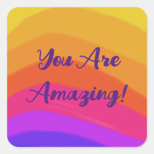 Positive Modern Rainbow Colourful Square Sticker